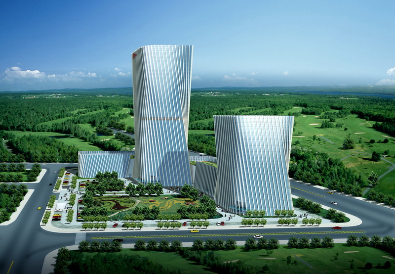 Angle sud-est du b?timent du siège social de Midea à Foshan.